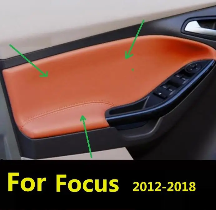 For Ford Focus 2012 13 2014 2015 2016 2017 2018 Microfiber Front /Rear Door Panel Armrest Leather Cover Protective Trim