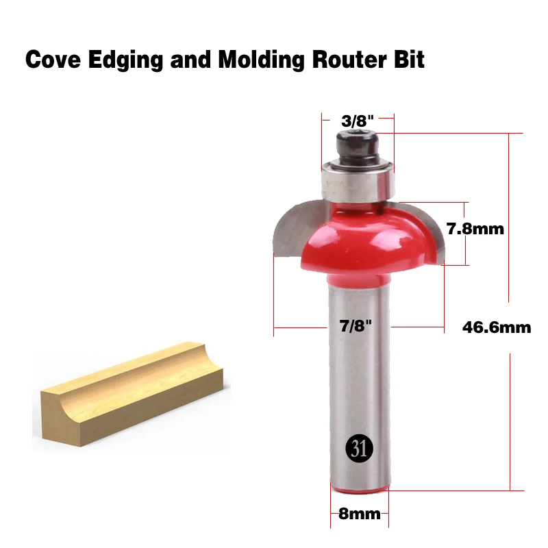 1pc 8mm Shank wood router bit Straight end mill trimmer cleaning flush trim corner round cove box bits tools Milling Cutter