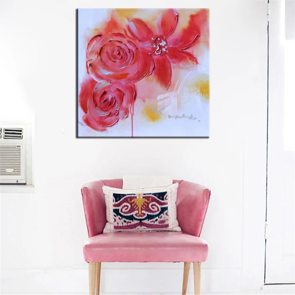 70x70cm - Hand Painted Flowers Poster, Modern Paintings Canvas Wall Art Prints On Canvas Pictures For Living Room Home Decor