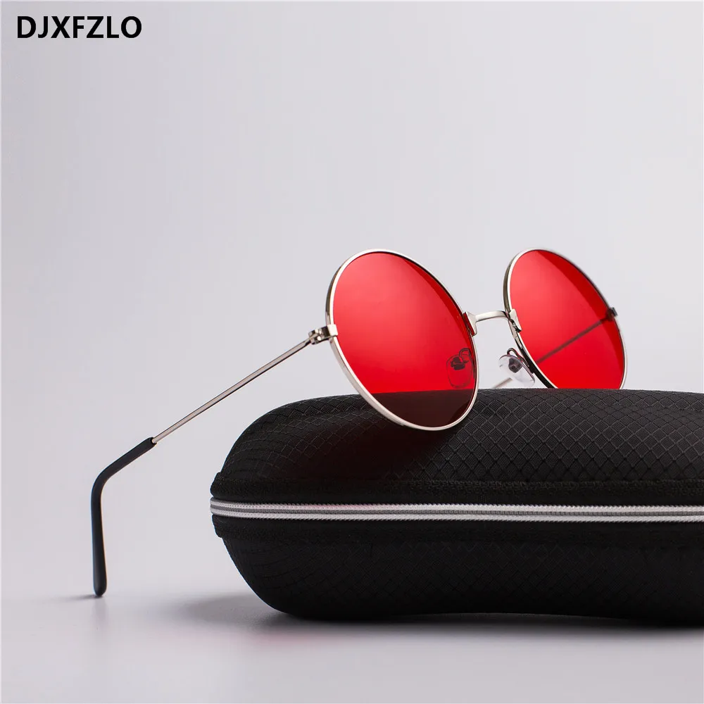 DJXFZLO  explosion models metal round fashion marine lenses red sunglasses unisex fashion Prince mirror UV400