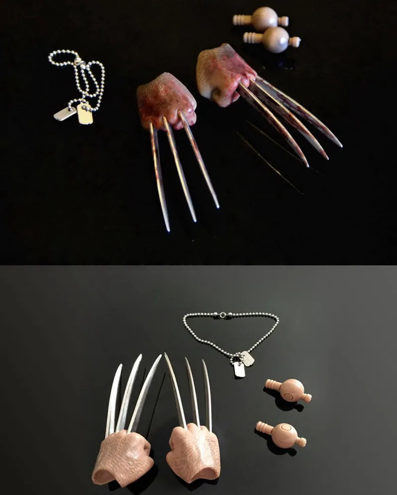 1:6 scale figure doll Hugh Jackman Wolverine accessories Steel claw Wolf paw +Necklace +connector set for 12