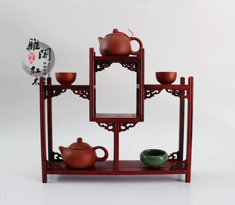 

Redwood crafts mahogany frame Dubbo Treasure House Shelf Mahogany wood frame factory outlets teapots multilayer