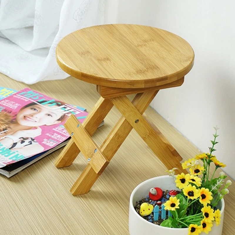 

High quality Bamboo made Small Bench Portable Fishing Stool Wood Folding Stool Cheap and Good Home Furniture