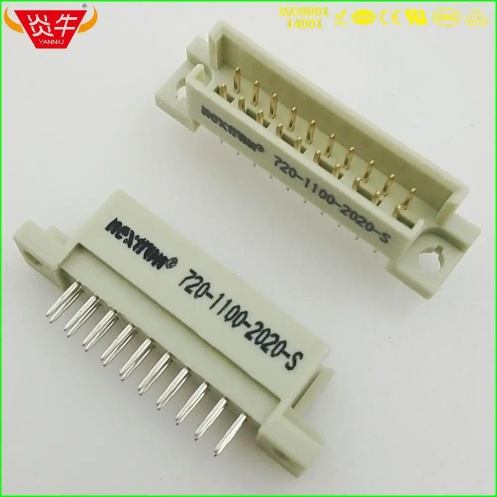 50Pcs 220 DIN41612 DIN CONNECTOR 710-1100-2020-S 2*10P 20PIN MALE STRAIGHT PINS EUROPEAN SOCKET CONTACT GOLD-PLATED  NEXTRON