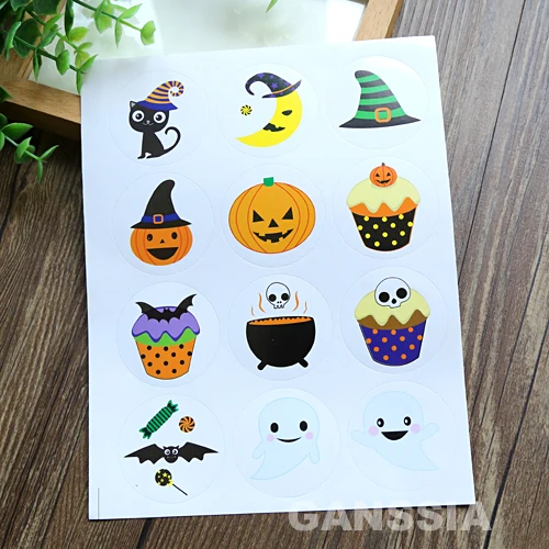 

100pcs/lot Size:4.2cm Cute Funny Halloween Gift Sealing Stickers DIY Decorative Stationery Packing Label Supplies (ss-1514)