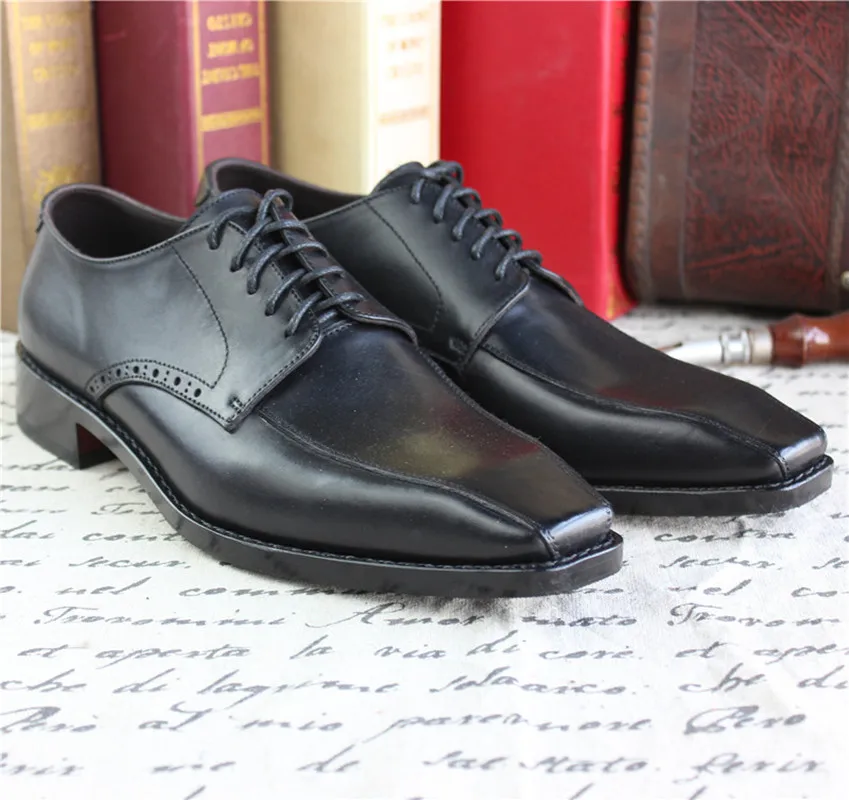 MALONEDA Brand New Bespoke Handmade Goodyear Men's Genuine Leather Derby Shoes For Party Formal Dress Footwear