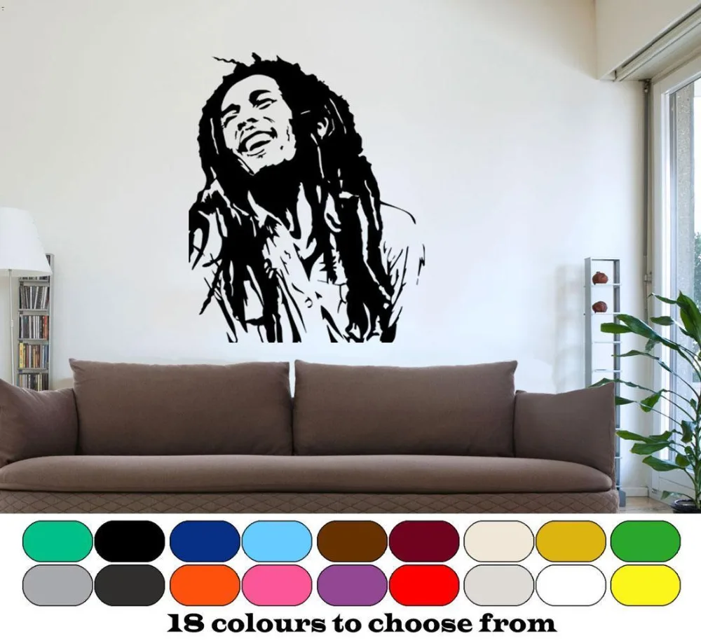 3d plakat klasyczny BOB MARLEY grafika ścienna Vinyl naklejka z muralem fajne Hiphop Home Decor chłopiec sypialnia dekoracje ścienne Vinilos D291