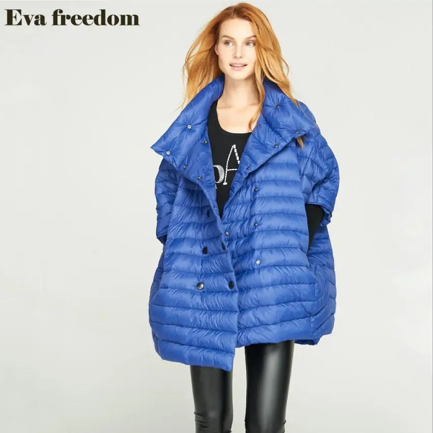 2020 Winter loose style good quality 90% real duck down coat female bat sleeved double breasted warm down coats wq184 dropship