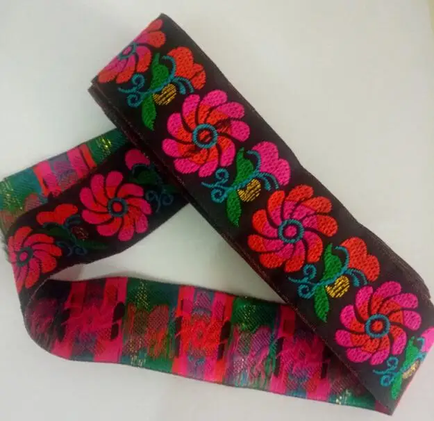 Woven Jacquard Ribbon Cord Belt Strap 33mm Wide 7Y Dog Belt Webbing DIY Ribbon Trim