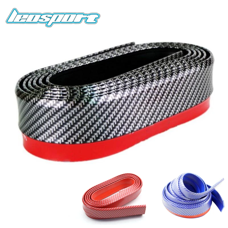 2.5m Car Protector Front Bumper Lip Splitter Car Sticker Body Kit Carbon Fiber Car Rubber Bumper Strip Outside Bumper