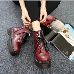 winter autumn Punk women Motorcycle boots fashion high top  zipper thick bottom ladies boots feminina Ankle boots LG-13