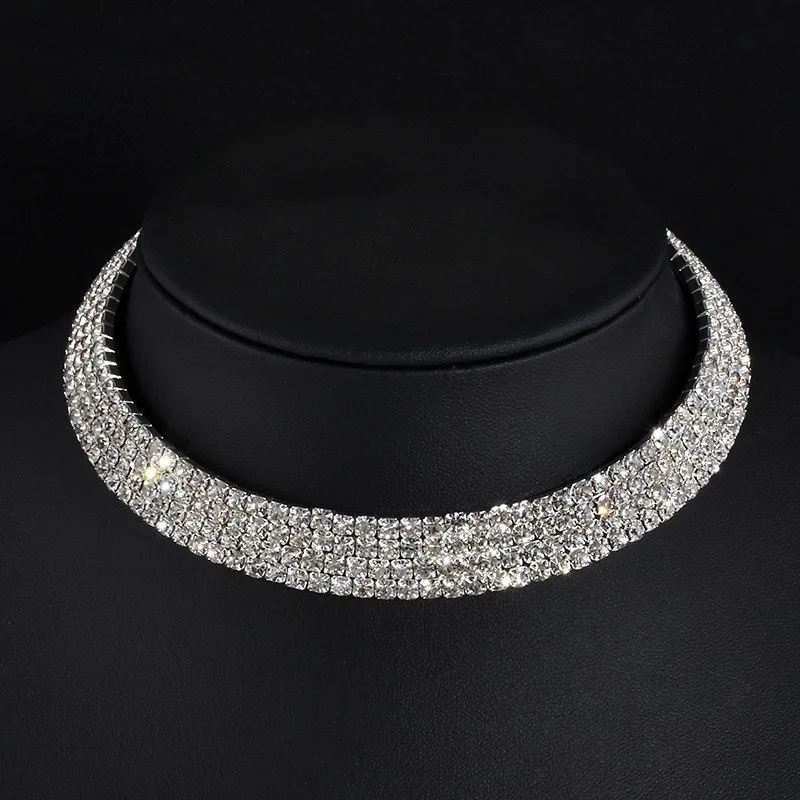 BLIJERY Classic Crystal Choker Necklace for Women Sparkling Rhinestone Statement Necklaces Wedding Prom Jewelry Femme Collier