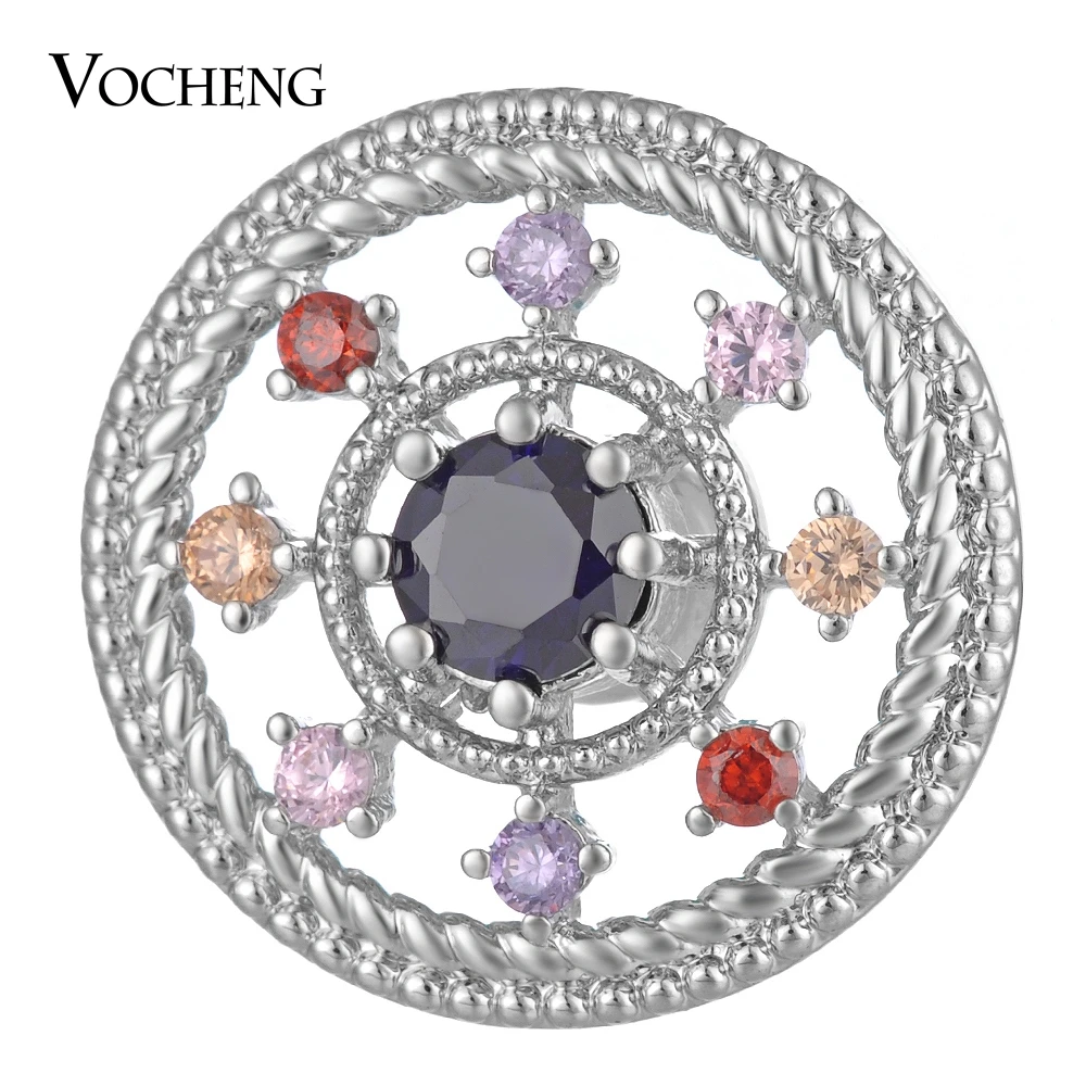 Ginger Snap Jewelry CZ Stone Copper Material Luxury Vocheng Interchangeable Button 18mm 2 Colors Vn-1802