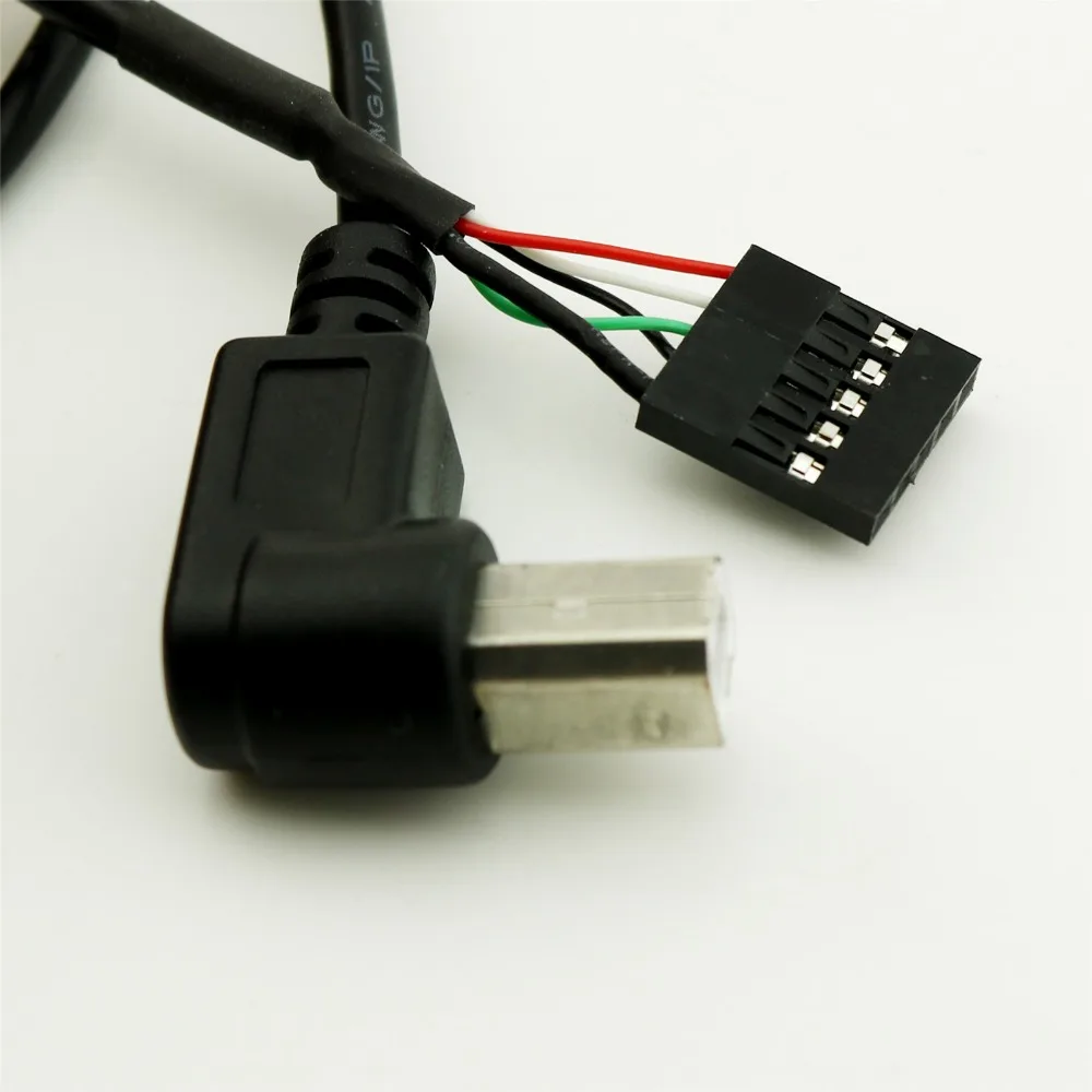 10pcs USB 2.0 B Male Right Angle to Dupont 5 Pin Female Header Motherboard Cable 50cm/1.5ft