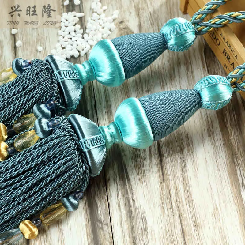 XWL Elegant 1Pair Ropes Trim Curtain Hanging Balls Tiebacks Hook Curtain Accessories Tassel Fringe Bandage Lashing Bind Decor