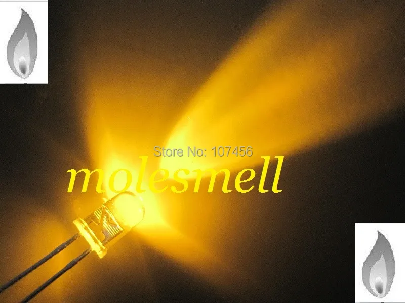 free shipping 200pcs 5mm Yellow Candle Light Flicker Ultra Bright Flickering LED Leds