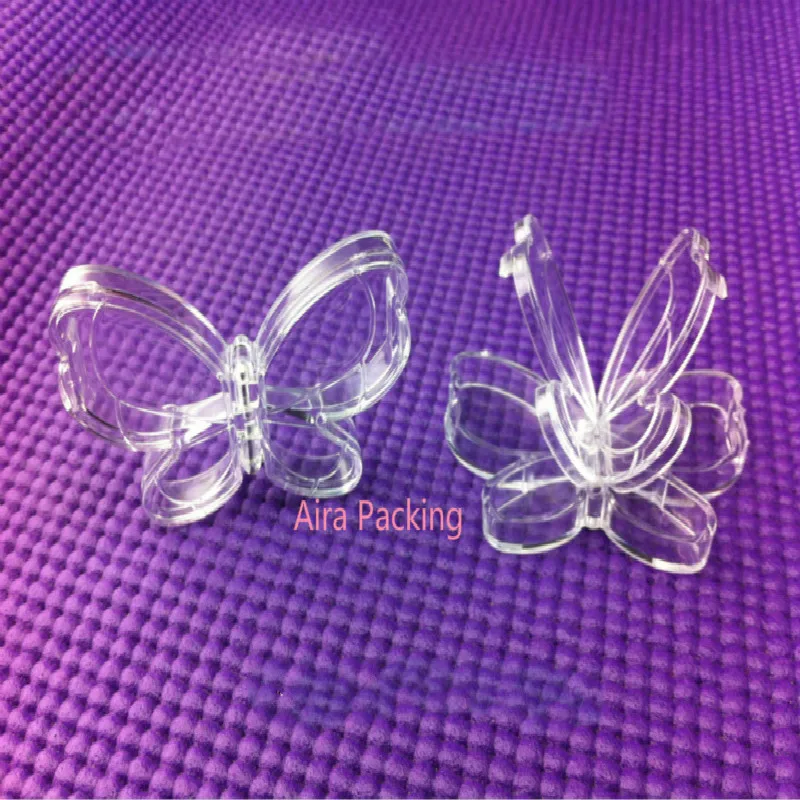 50pcs/lot 42*45*70mm Clear Lovely Butterfly Shape Eyeshadow Powder Palettes, DIY Creative Empty 4grids Blusher Case, Beauty Tool