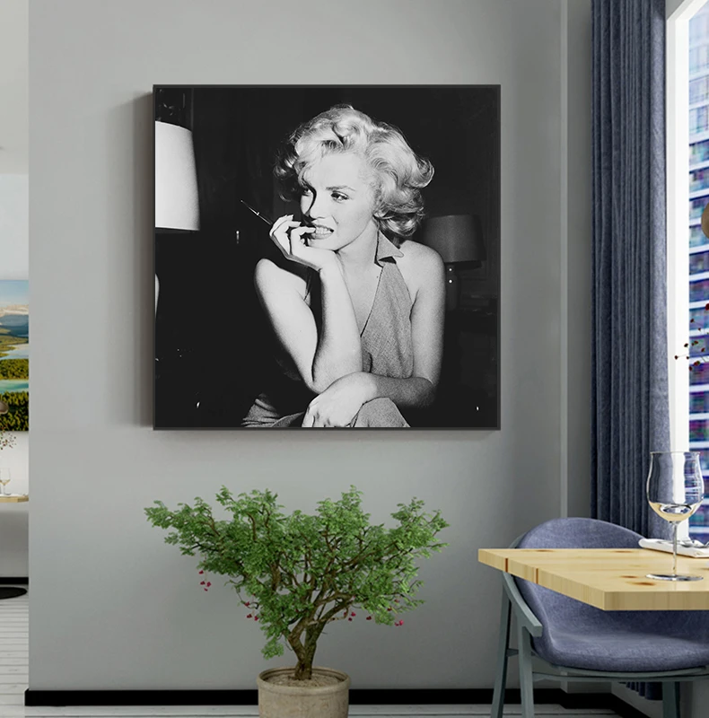 Black and White Marilyn Monroe Canvas Art Fashion Posters and Prints Wall Pictures Living Room Cuadros Decoracion Tableau Salon