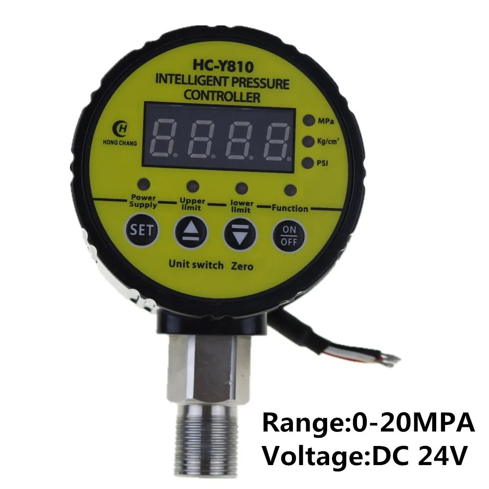 

DC24V 0-20Mpa Air Compressor Pressure Switch Digital Pressure Gauge Relay output