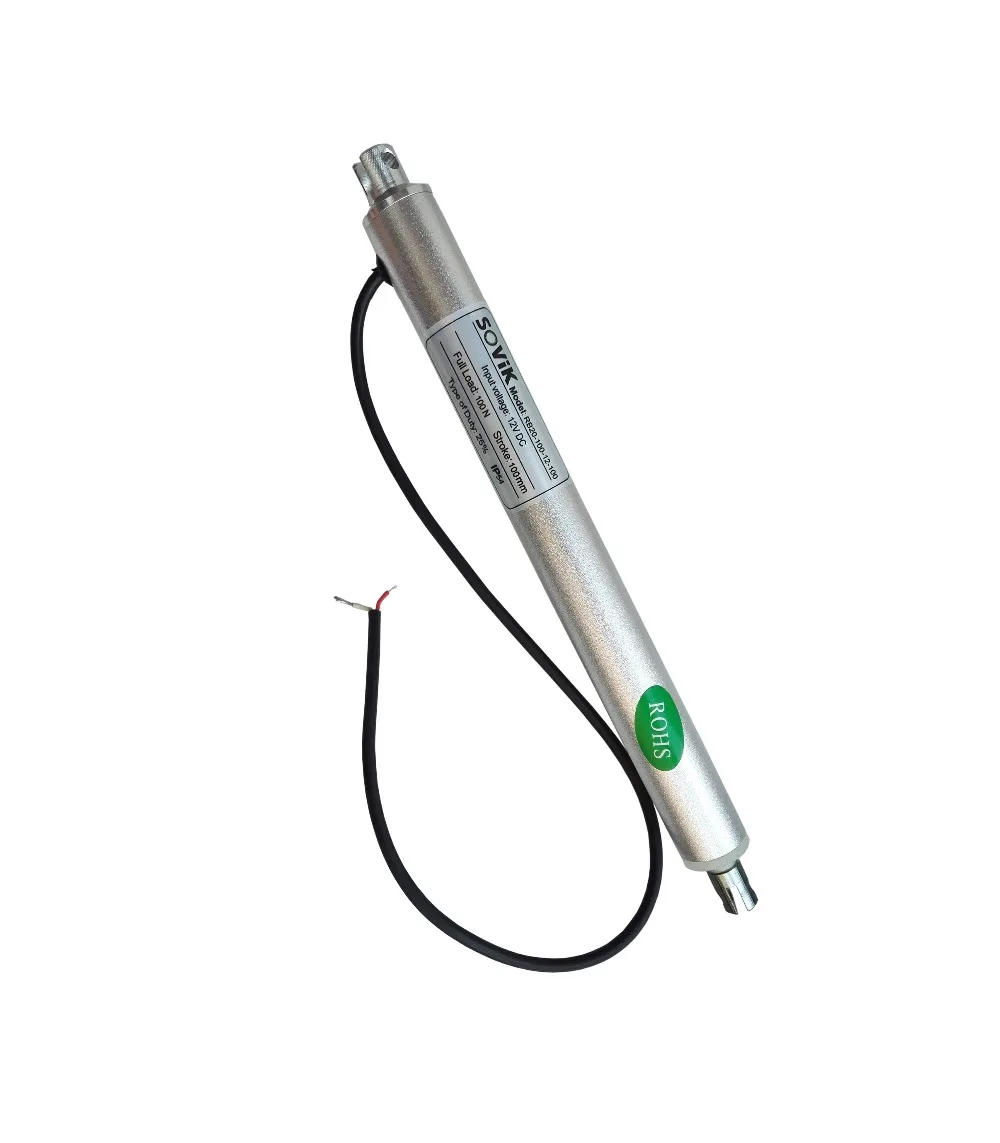 12V DC Micro Mini Electric Linear Actuator 4 inch/100mm Stroke 200N Max Load In-line Round Tube 20mm Diameter