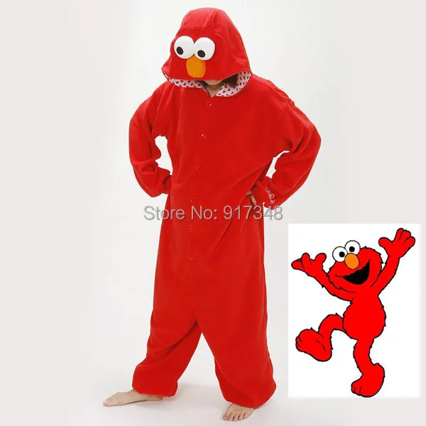 ELMO and COOKIE MONSTER Kigurumi Adult Onesies Men Women Cartoon Anime Cosplay Costume for Halloween Carnival Christmas Party