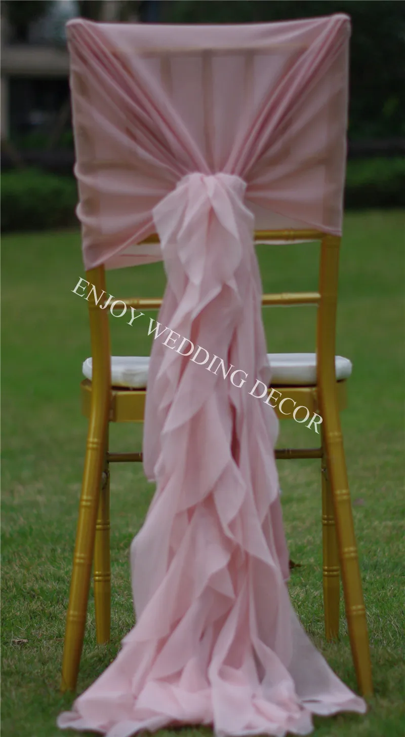 5pcs YHC#114 Elegant Chiffon Chair Back Cover With Pleats Organza Willows Wedding Skirt Decor