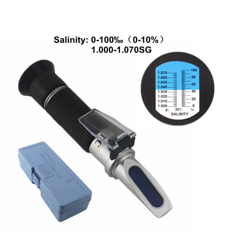 0~10% Salinity Refractometer Salt Meter Optical Salometer 1.000-1.070SG for Aquarium Seawater Salinity Tester