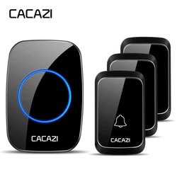 CACAZI Waterproof Wireless Doorbell 300M Remote LED Light Home Cordless Doorbell US EU UK Plug 58 Chime 2 3 4 Button 1 Receiver