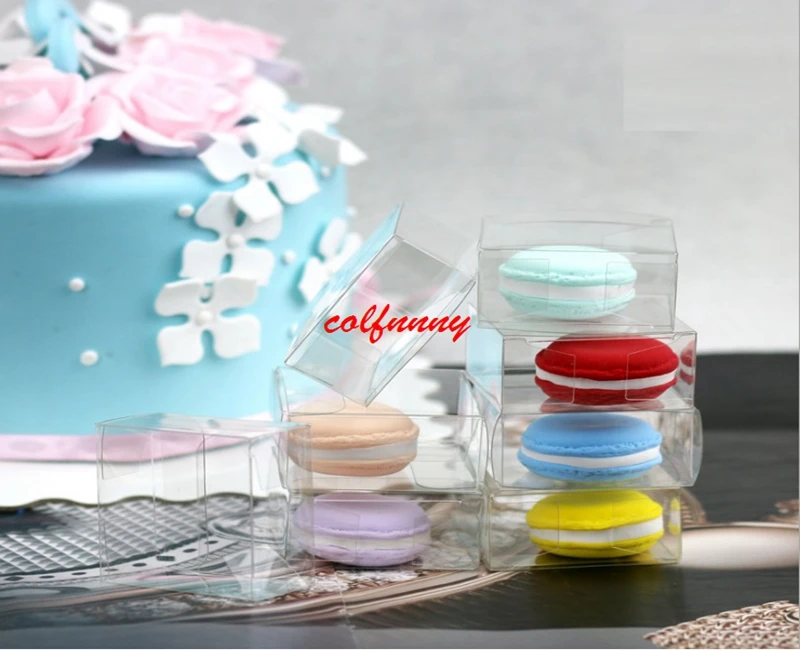 500pcs/lot Fast Shipping 5cm Clear Plastic Macaron Box for 1 Macarons Bomboniere Favors Candy Boxes F061303