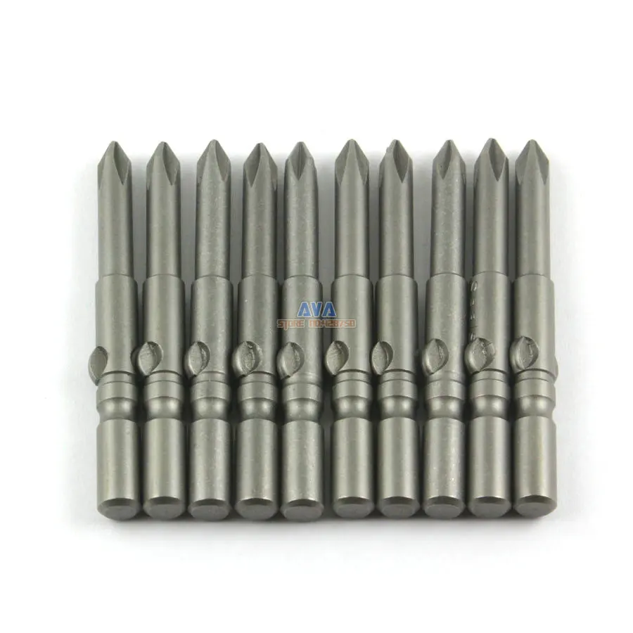 

10 Pieces Magnetic Phillips Screwdriver Bit S2 Steel 6mm Round Shank 60mm Long 5.0mm PH1 Tip