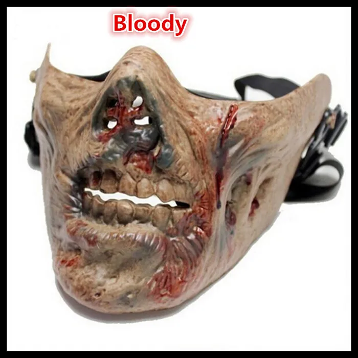 

2016 Cosplay Zombie Skull Bone Half Face Airsoft Mask Paintball Masks Survival War CS Game Movie Prop the walking Dead Mascara