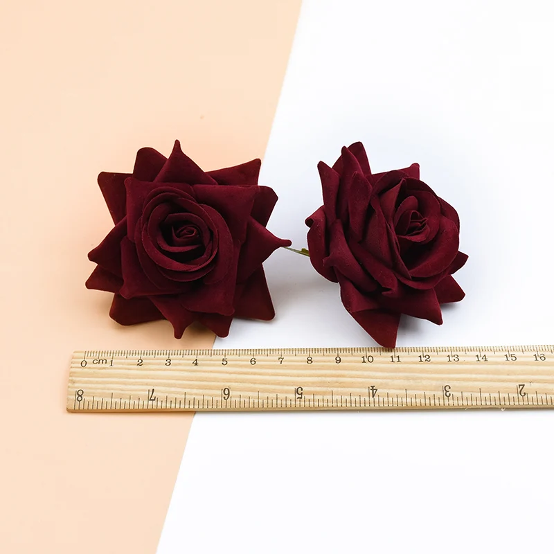 10PCS Silk Red Roses Bridal Accessories Clearance Artificial Flowers for Home Wedding Decoration Diy A Cap Gifts Box Scrapbook