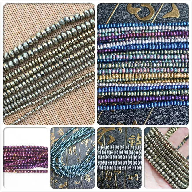 

Faceted Plated Hematite Rondelle Beads 15inch per strand,Many color ,We provide mixed wholesale for all items !