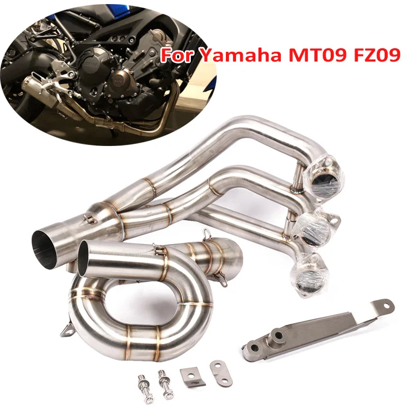 Motorcycle Exhaust Pipe Titanium Alloy Stainless Exhaust Connect Link Pipe Header Tube Slip on for Yamaha FZ09 MT09