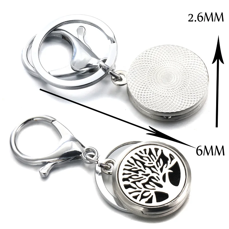 Round 28MM Fashion Perfume KeyChain Jewelry Stainless Steel Essential Oil Diffuser Perfume Aromatherapy Locket Key Chain Jewelry