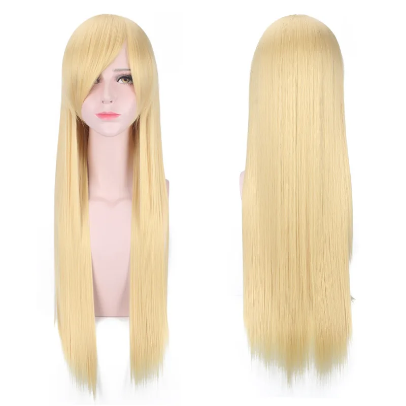 80CM Bangs Wig Anime Cartoon Character Cospay 32 Inch Women Lolita Wigs Lavender Blonde Hair Role Play Long Hair Extensions