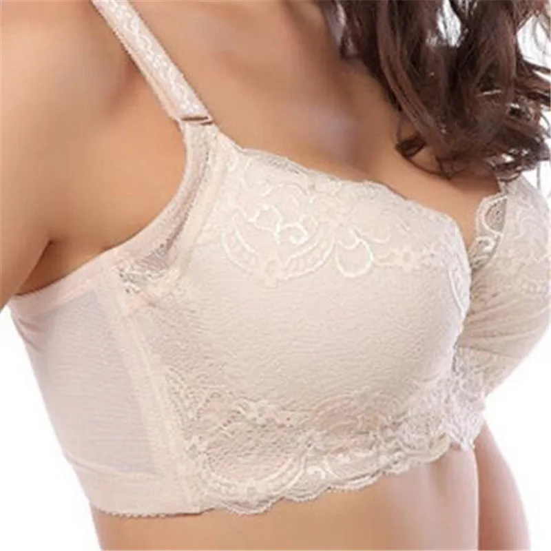 Hot Sale Female Plus Size Bras Underwear Lace Floral Push Up Bra Big Size Bras For Women 80 85 90 95 100 C D E Cup