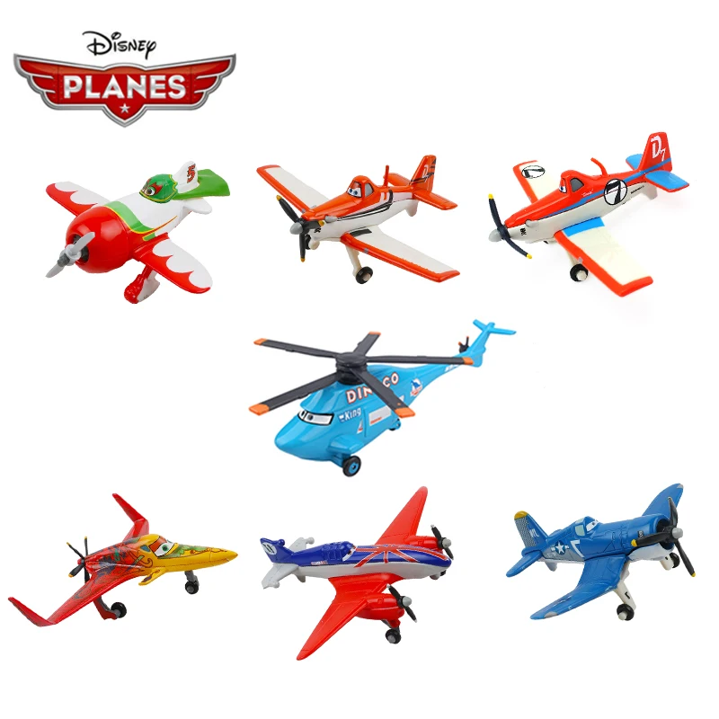 Original Disney Pixar Cars 3 Planes 2 No.7 Dusty Strut Jetstream 1:55 Metal Alloy Diecast Model Plane Toy For Boy Christmas Gift