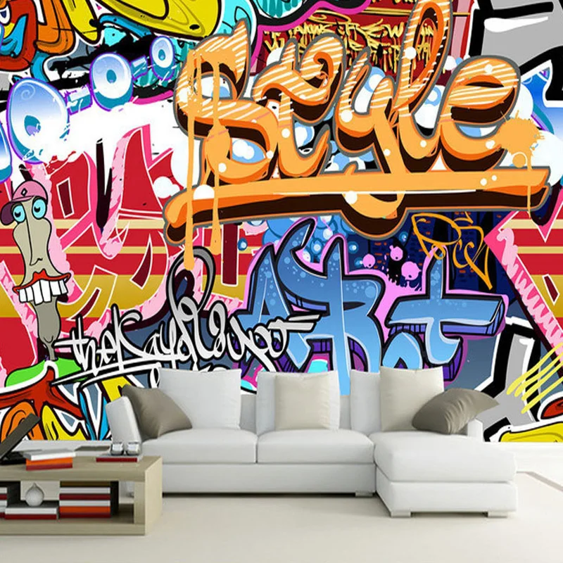 

Custom 3D Stereo Photo Wallpaper Modern Abstract Artistic Wall Mural Cartoon Graffiti 3D Wall Paper For Restaurant KTV Bar Decor