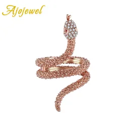 Size 7-9 Women's Rose Gold-color Crystal Snake Ring Rhinestones Animal Jewelry Boucle D'oreille