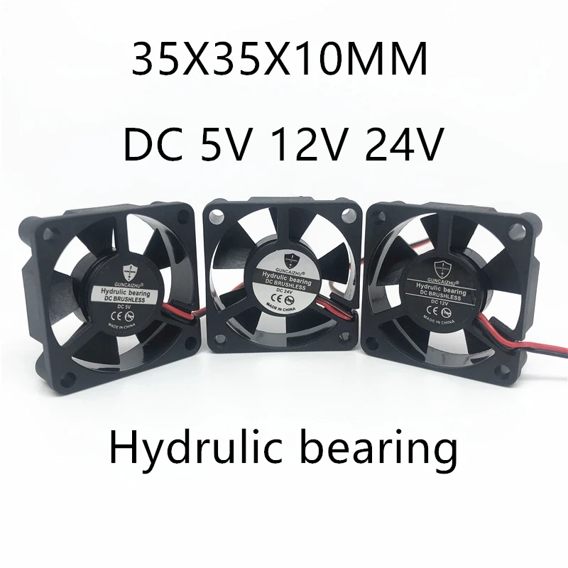 Neuer 35 mm Hydrauliklager 3D-Druckerlüfter 35 x 35 x 10 mm 3,5 cm Lüfter Lüfter DC 5 V 12 V 24 V mit 2-polig – Detail 1