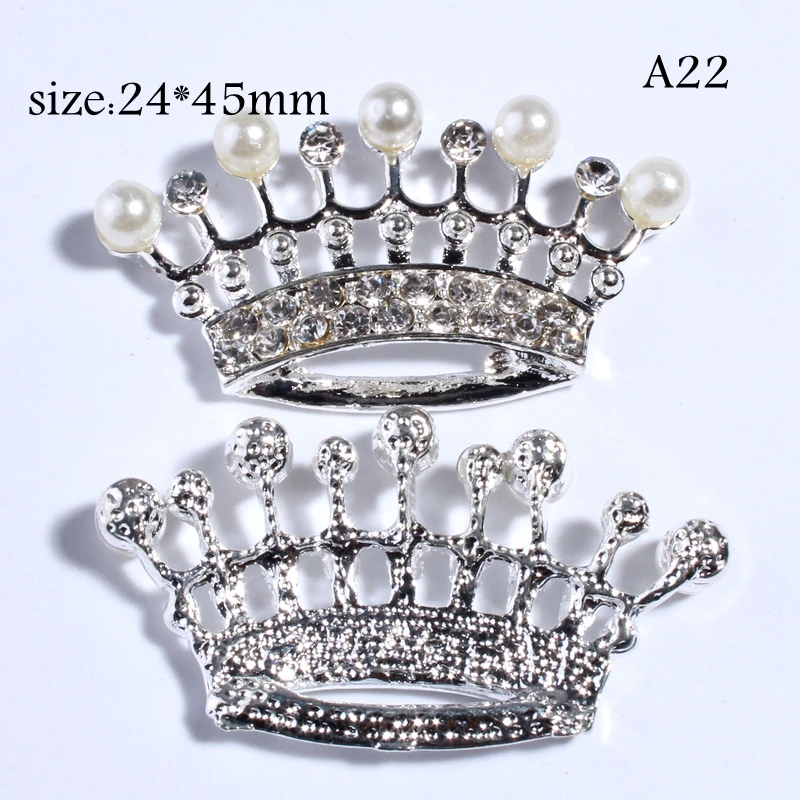 10PC Fashion Clear Crystal Rhinestone Buttons With Ivory Color For Wedding Invitation Crown Snow Shape Button For Cloth Decorate