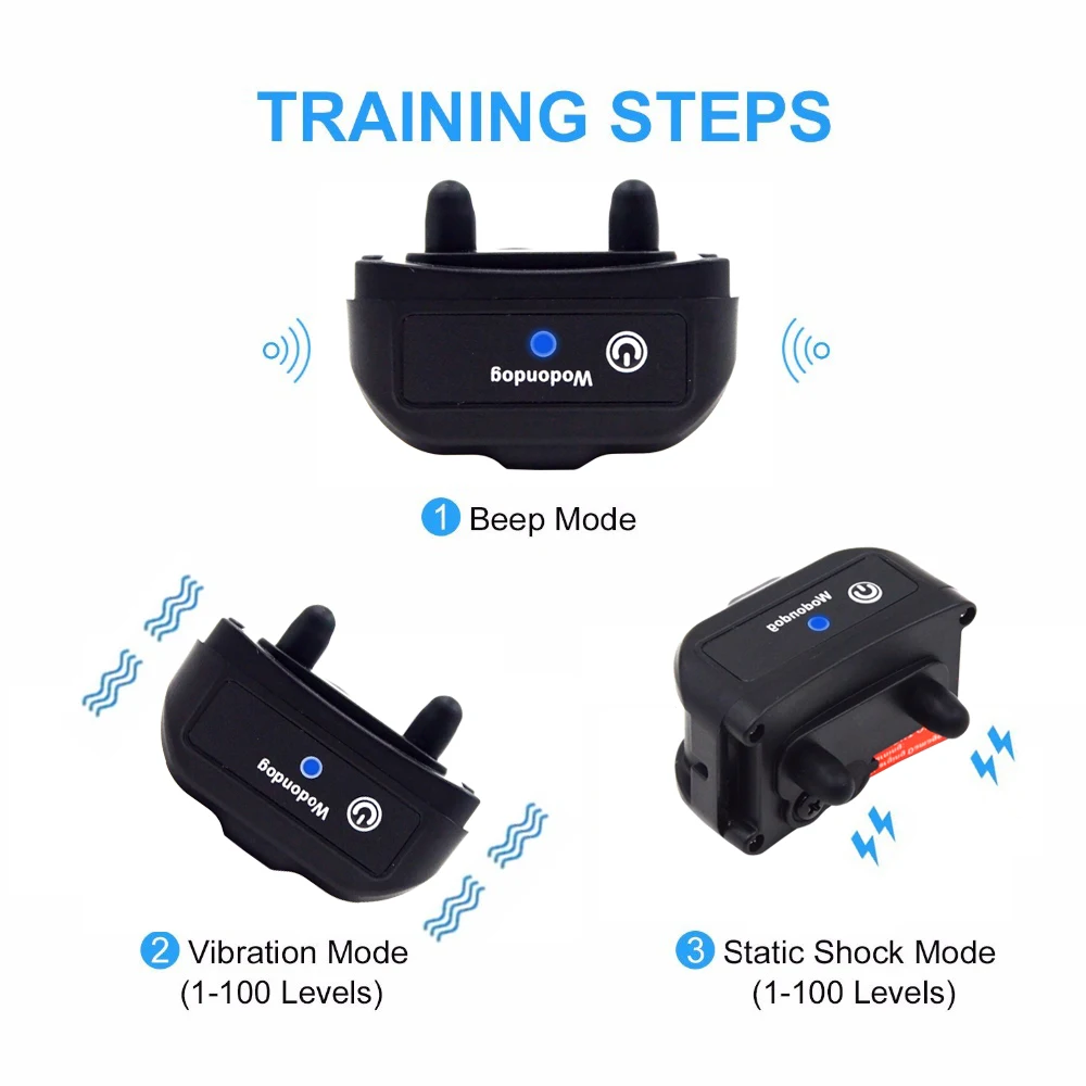 Dog Electric Shock Collar Training Collar Anti-Barking Behavior Trainer with IP67 Waterproof Remote Control for 1 Dog or 2 Dogs