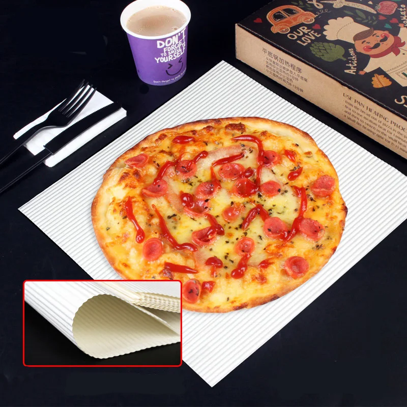 100pcs Corrugated Anti-oil Pizza Base Paper White Disposable Pizza Square Papers Dish Western Food Grade Take Out Papers