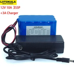 Liitokala o dużej pojemności 12 V 10Ah 18650 akumulator litowy 12 v 10000 mAh ochrona BMS + 12.6 v 3A ładowarka