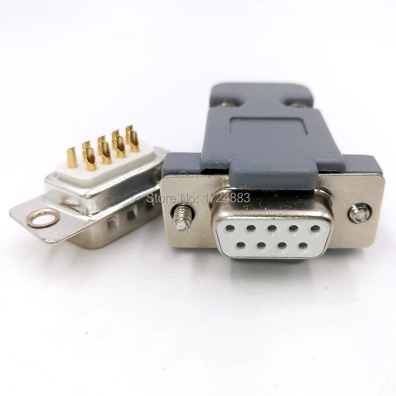 DB9 serial adapter connector Plug D type RS232 COM 9 pin hole port socket female&Male Screw installation + shell DP9