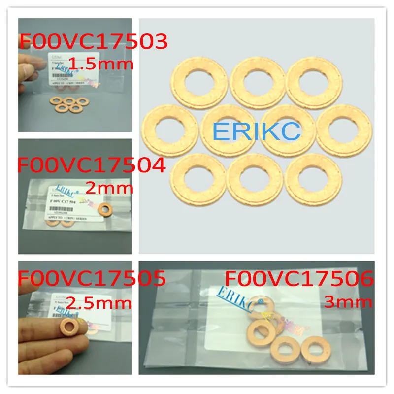 ERIKC 10PCS Diesel Nozzle Copper Washer F00VC17503 Injector Copper Ring Part F00VC17504 Injection Heat Shim F00VC17505 1.5-3mm