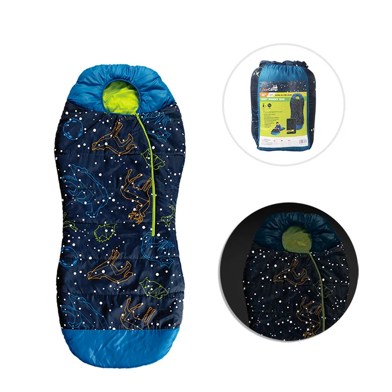 

Sleeping Bag for Kids Home Girls Boys Christmas Gift Camping Gear Children Quilt Cotton Night Glowing in Dark Winter Autumn