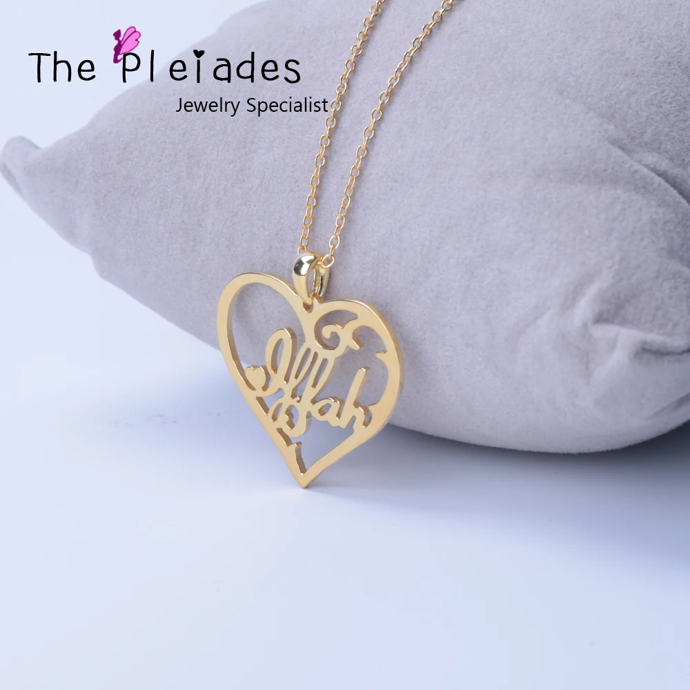 

Silver 925 Jewelry Personalized Heart Pendant With Custom Name Hollow Out Gold Plate Necklace Women Jewelry