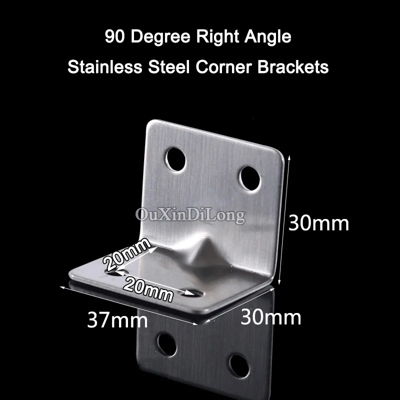 

HOT 50PCS Stainless Steel 90 Degree Right Angle Corner Brace L shape Frame Board Shelf Support Brackets Furniture Connect Parts